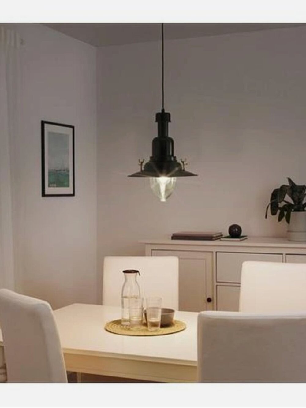 IKEA OTTAVA Black Aluminium & Glass Pendant Ceiling Light Lamp 803.647.89